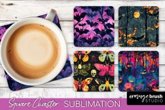 Neon Halloween Coasters - Spooky Square Coaster Sublimation Product Image 1