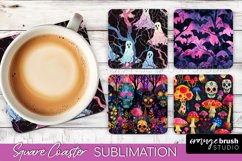 Neon Halloween Coasters - Spooky Square Coaster Sublimation Product Image 1