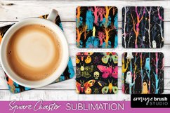 Neon Halloween Coasters - Spooky Square Coaster Sublimation Product Image 1