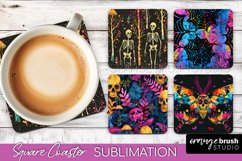 Neon Halloween Coasters - Spooky Square Coaster Sublimation Product Image 1