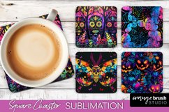 Neon Halloween Coasters - Spooky Square Coaster Sublimation Product Image 1