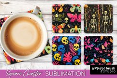 Neon Halloween Coasters - Spooky Square Coaster Sublimation Product Image 1