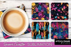 Neon Halloween Coasters - Spooky Square Coaster Sublimation Product Image 1