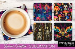 Neon Halloween Coasters - Spooky Square Coaster Sublimation Product Image 1