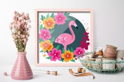 flamingo with flowers layered paper cut| flamingo svg paper Product Image 3