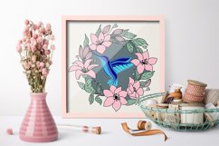 Hummingbird with flowers layered paper cut| Hummingbird SVG Product Image 3
