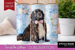 Newfoundland Dog Tumbler Wrap Floral Dog Tumbler PNG Product Image 1