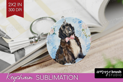 Newfoundland Dog Keychain PNG Floral Dog Keychain Product Image 1