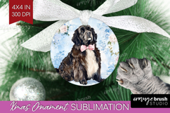 Newfoundland Dog Ornament PNG Floral Dog PNG Sublimation Product Image 1