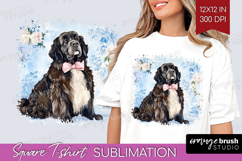 Newfoundland Dog Square Tshirt Background Floral Dog PNG Product Image 1
