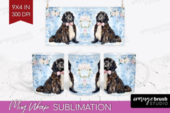 Newfoundland Dog Mug Wrap Floral Dog Mug PNG Sublimation Product Image 1