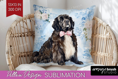 Newfoundland Dog Pillow Sublimation Floral Dog Pillow Cover Product Image 1