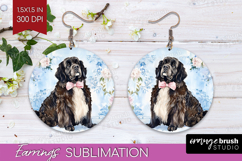 Newfoundland Dog Round Earrings Floral Dog PNG Sublimation Product Image 1