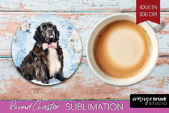 Newfoundland Dog Round Coaster Floral Dog Coaster PNG Product Image 1