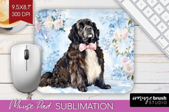 Newfoundland Dog Mouse Pad Sublimation Floral Dog Mousepad Product Image 1