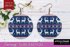 Nordic Christmas Round Earrings, Winter Earring Sublimation Product Image 1