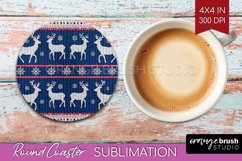 Nordic Christmas Round Coaster - Winter Coaster Sublimation Product Image 1