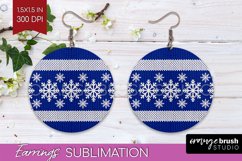Nordic Christmas Round Earrings, Winter Earring Sublimation Product Image 1