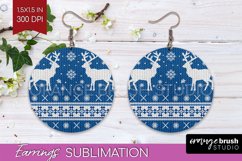 Nordic Christmas Round Earrings, Winter Earring Sublimation Product Image 1