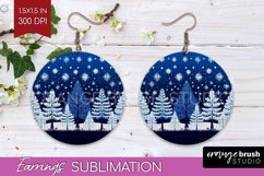 Nordic Christmas Round Earrings, Winter Earring Sublimation Product Image 1