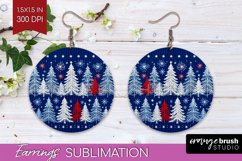 Nordic Christmas Round Earrings, Winter Earring Sublimation Product Image 1