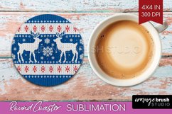 Nordic Christmas Round Coaster - Winter Coaster Sublimation Product Image 1