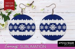 Nordic Christmas Round Earrings, Winter Earring Sublimation Product Image 1