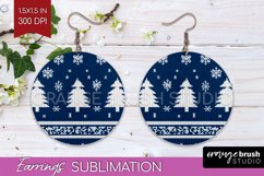 Nordic Christmas Round Earrings, Winter Earring Sublimation Product Image 1
