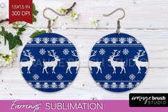 Nordic Christmas Round Earrings, Winter Earring Sublimation Product Image 1