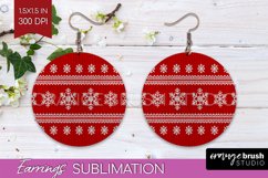 Nordic Christmas Round Earrings, Winter Earring Sublimation Product Image 1