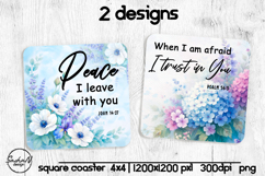 Christian square coaster sublimation design, Bible verse png Product Image 1