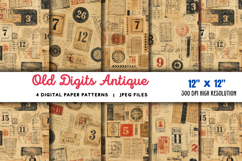 Old Digits Antique Memory Sheet JPG Product Image 1