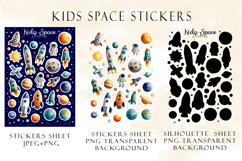 Space Stickers, Cute Rocket Clipart, Kids Space PNG Product Image 2