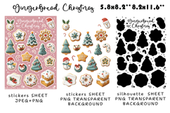 Gingerbread Christmas Stickers |Png/Jpeg Print and cut Product Image 2