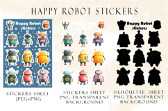 Robot Stickers, Cute Robot Clipart, Kids Robot PNG Product Image 2