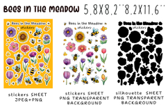Bees in the Meadow Stickers |Stickers PNG|JPEG Product Image 2
