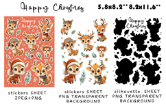Christmas Deer Stickers |Png/Jpeg Print and cut Product Image 2