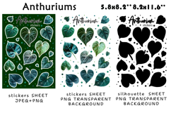 Anthurium House Plants Stickers |Png/Jpeg Print and cut Product Image 2