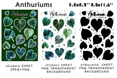 Anthurium House Plants Stickers |Png/Jpeg Print and cut Product Image 2