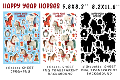 CHRISTMAS Horses Stickers |Png/Jpeg Print and cut Product Image 2