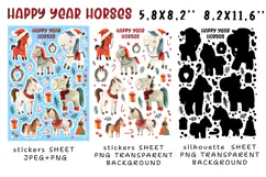 CHRISTMAS Horses Stickers |Png/Jpeg Print and cut Product Image 2