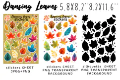 Autumn Leaves Stickers |Png/Jpeg Print and cut Product Image 2