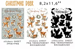 Christmas Deer Stickers |Png/Jpeg Print and cut Product Image 2