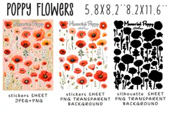 Memorial day Stickers, Poppy Flowers PNG/JPEG Product Image 2