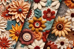 Boho Crochet Flowers Digital Papers, Floral Embroidery Product Image 4