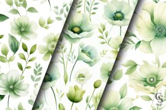 Green Watercolor Floral Seamless Patterns Product Image 4