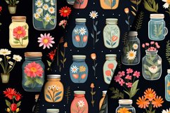 Cute Floral Jars Digital Papers, Jars &amp; Flowers Patterns Product Image 3