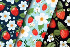 Floral Strawberry Seamless Pattern Digital Papers Product Image 2