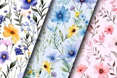 Watercolor Wildflowers Seamless Pattern Digital Papers Product Image 2