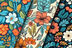 70&#039;s Retro Flowers Seamless Pattern Digital Papers Product Image 2